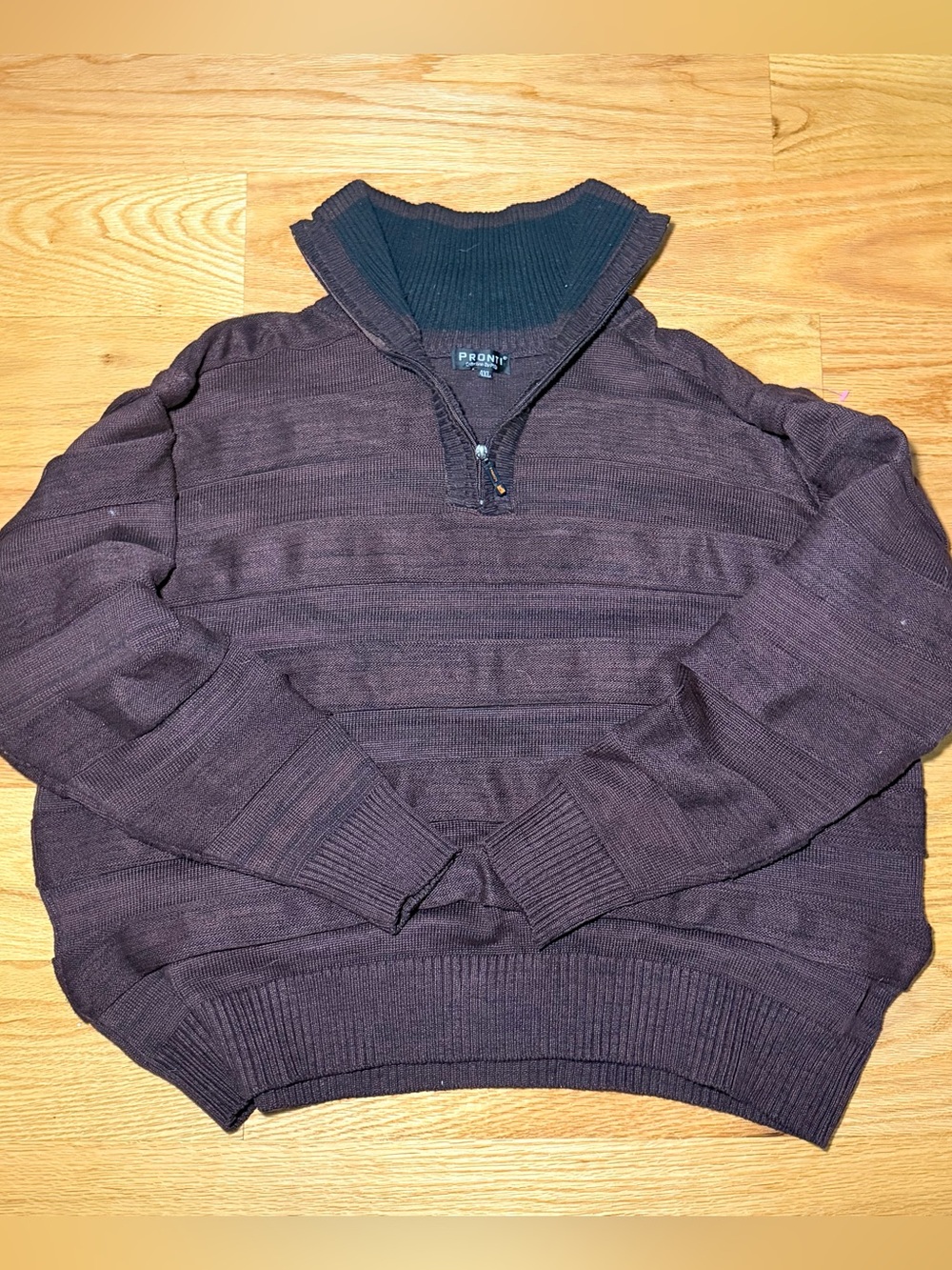 Pronti Burgundy Striped 1/2 Zip Mock Neck Sweater Men's Size 4XL